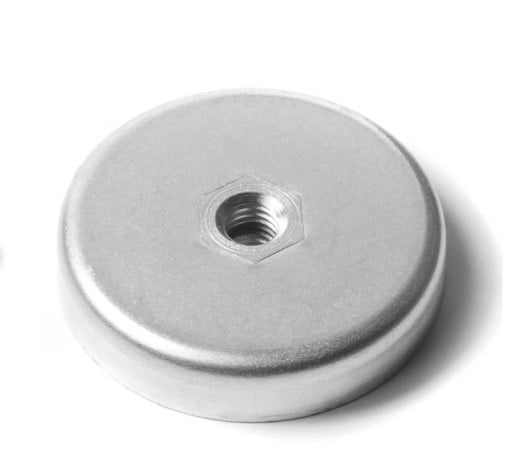 Ferriet potmagneet Ø 50 mm met binnendraad