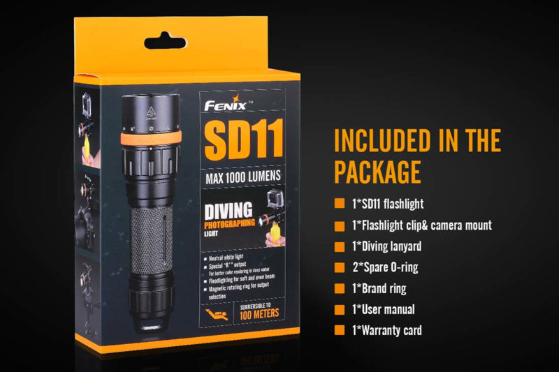 Fenix ​​SD11 zaklamp voor duiken en fotografie