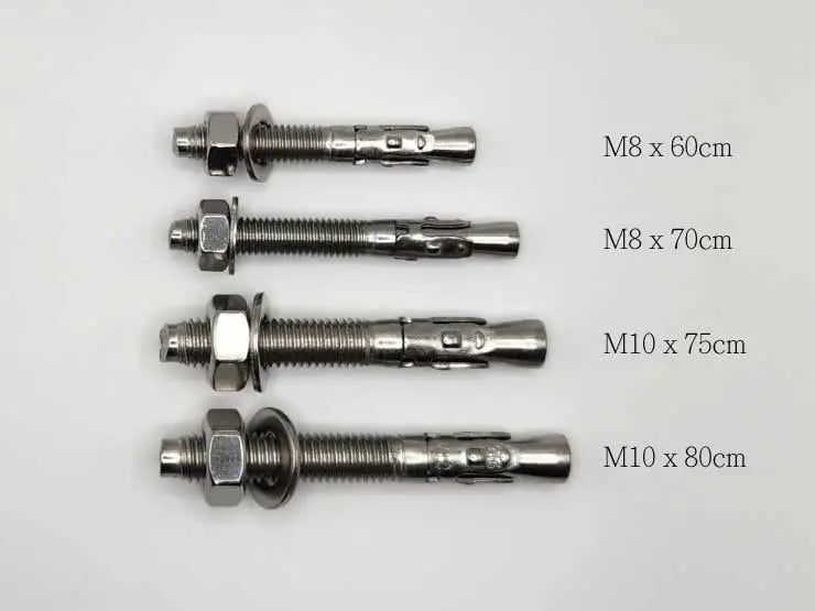 TEBYLON doorsteekanker bout M8 x 70mm roestvrij staal